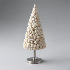 Handcrafted Seashell Christmas Tree Decor with Metal Stand