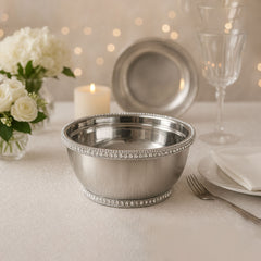 Royal Silver Stainless Steel Serving Bowl with Diamond-Studded Rim