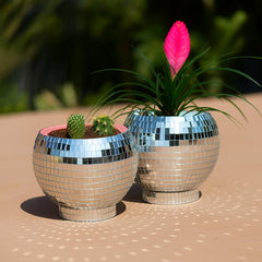 Disco Mirror Mosaic Planter Set (Set of 2)