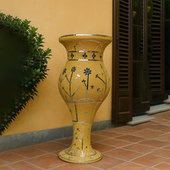Golden Mosaic Floor Vase | Handcrafted Decorative Flower Urn for Home & Garden