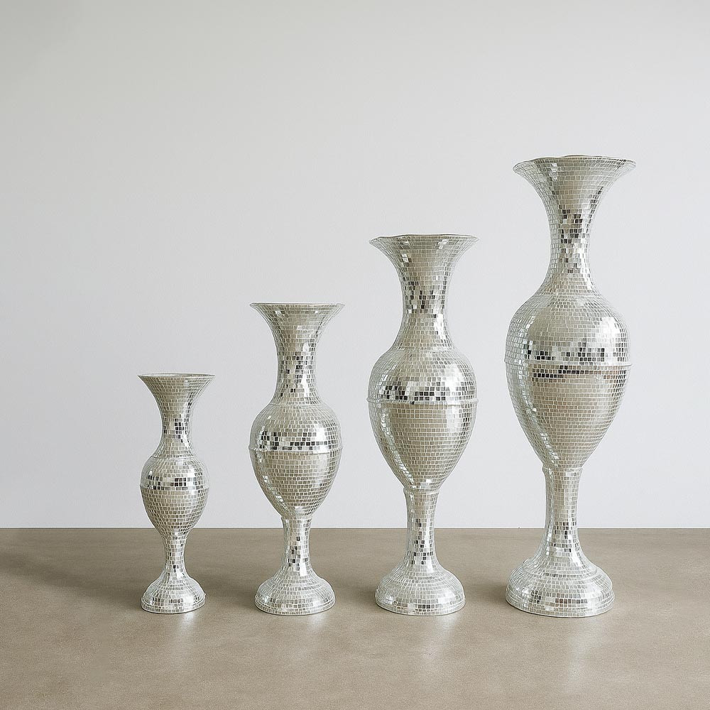 Silver Mosaic Vase Collection (Set of 4)