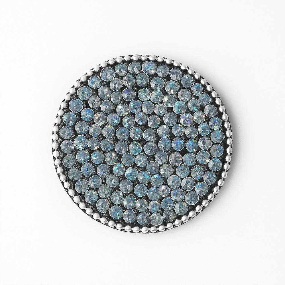 Blue Crystal Round Metal Coaster