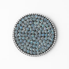 Blue Crystal Round Metal Coaster