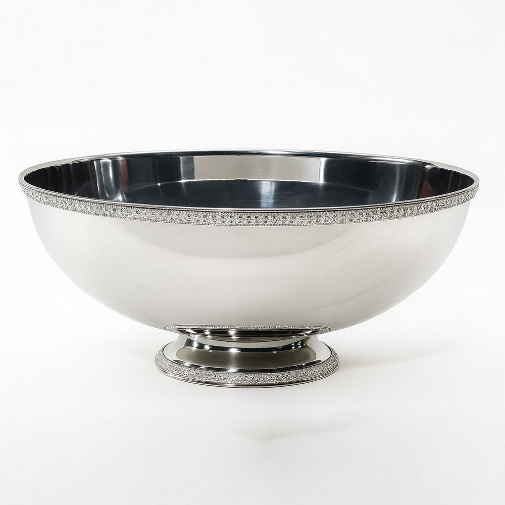 Crystal-Trimmed Stainless Steel Serving Bowl