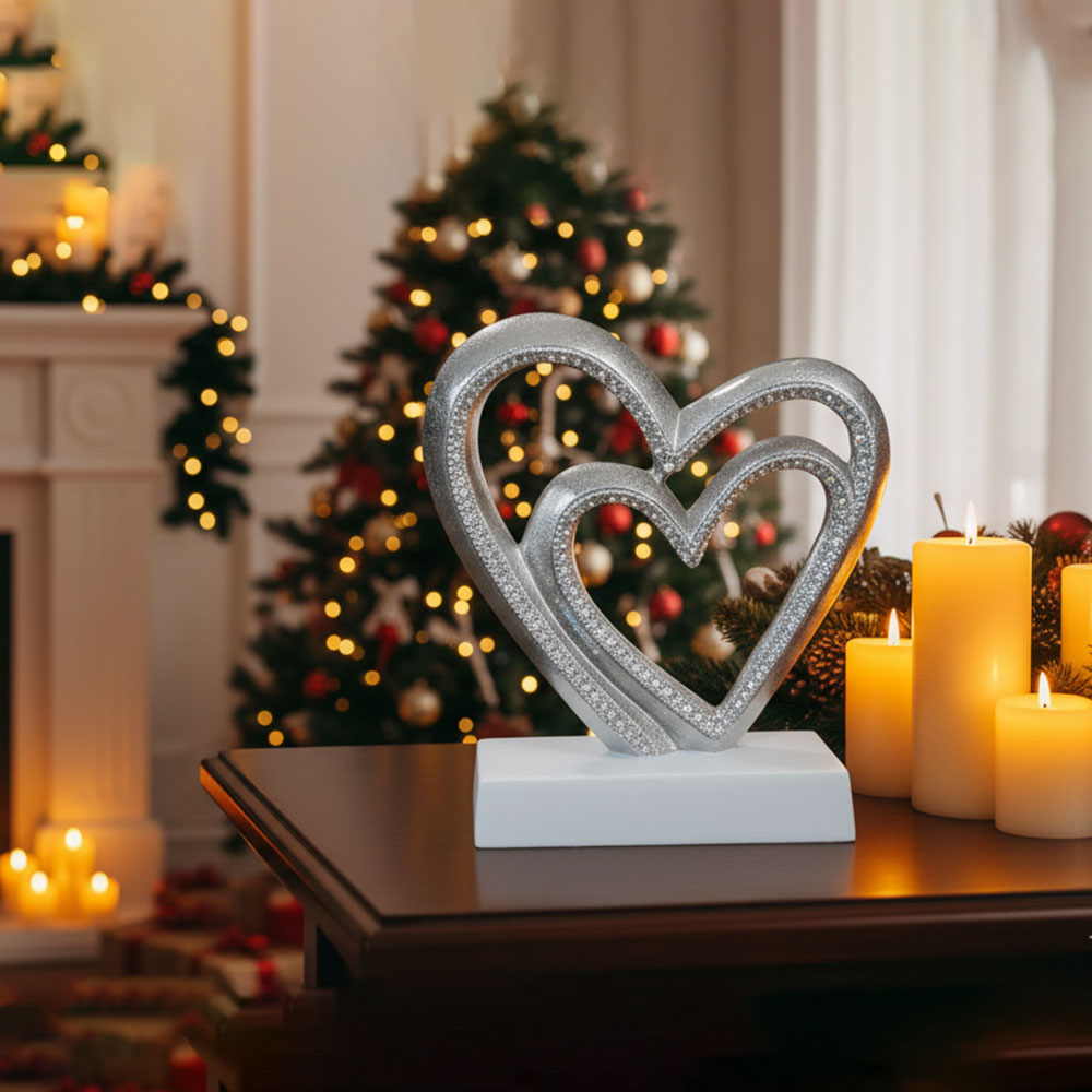 Double Heart Crystal Table Décor