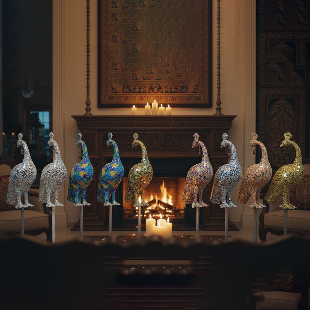 Mosaic Peacock Figurine Collection