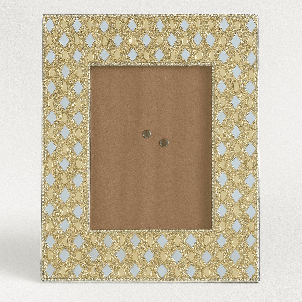 Golden Diamond-Pattern Photo Frame