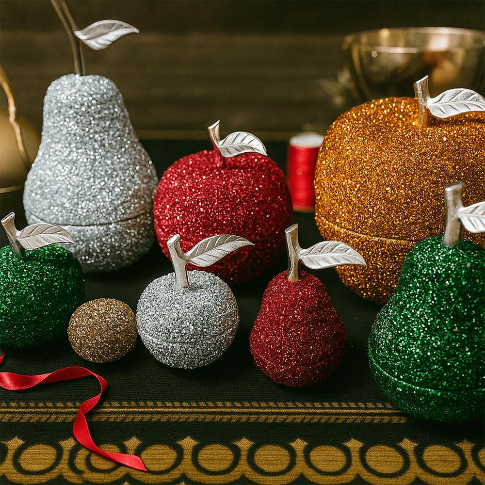 Glitter Fruit Decorative Set-7 – Apple & Pear Design