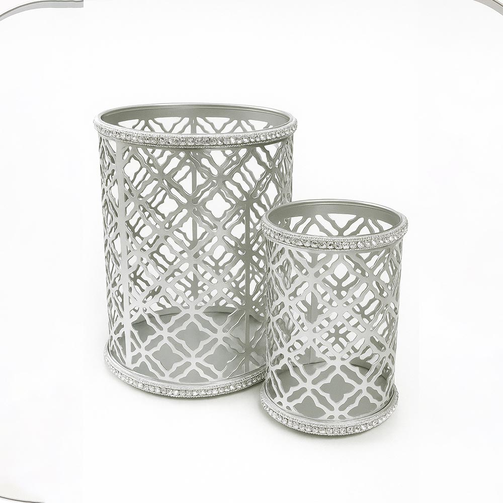 Candle Holder Set with Crystal Rim